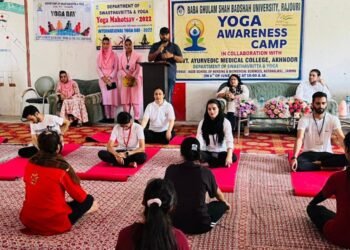 GAMC Akhnoor organised Yoga Awareness camp at BGSB College of Nursing Jammu