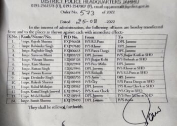 *SHO’s transferred in Jammu district*