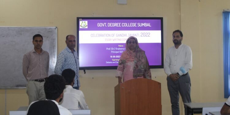 Essay Writing Competition on the theme “Mahatama Gandhi: A Symbol of Non-Violence”held at GDC Sumbal