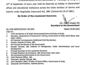J&K Govt declares state holiday on Maharaja Hari Singh’s birthday