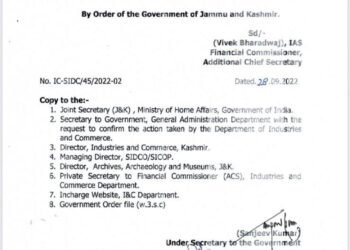 Government of Jammu & Kashmir Industries and Commerce Department Civil Secretariat, J&k