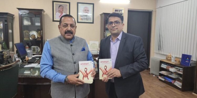 Honorable Minister in PMO Dr Jitender Singh ji released Aparajit- A book on Cancer Survivorship authored by Dr Deepak Abrol