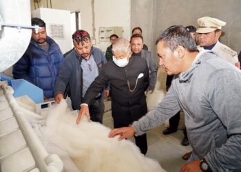 L-G Visits Leh’s Pashmina Dehairing Plant, Boosting Local Craftsmanship