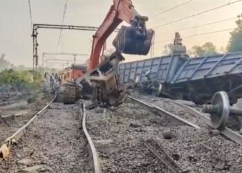 Goods train derails in Telangana’s Peddapalli