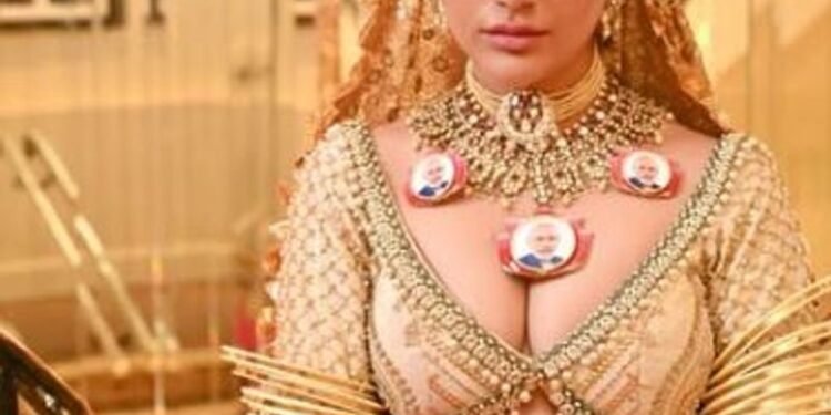 Actress Ruchi Gujjar wears necklace featuring PM Modi at Cannes 2025