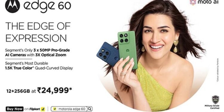motorola edge 60 with the Segment’s Only 3x50MP Pro-Grade AI Camera System goes on sale today at just Rs. 24,999*