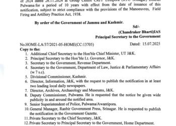 CRPF Granted 10-Year Approval for Field Firing Practice in Pulwama