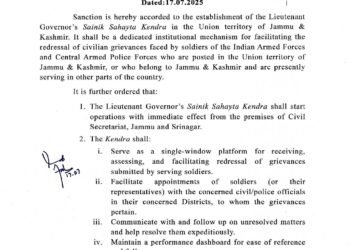 J&K Govt Sets Up Sainik Sahayta Kendra for Soldiers’ Grievance Redressal