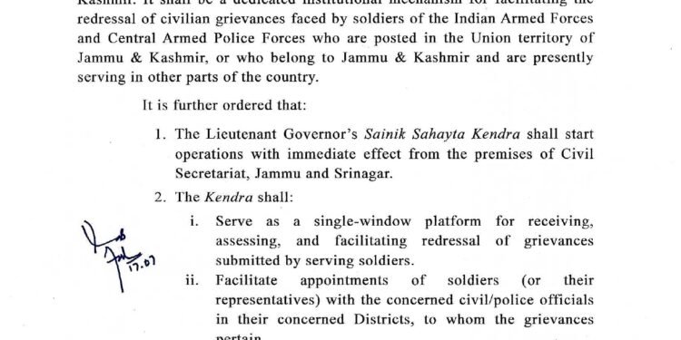 J&K Govt Sets Up Sainik Sahayta Kendra for Soldiers’ Grievance Redressal