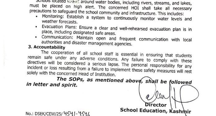 DSEK Issues Safety Guidelines For Schools Amid Cloudburst Risk