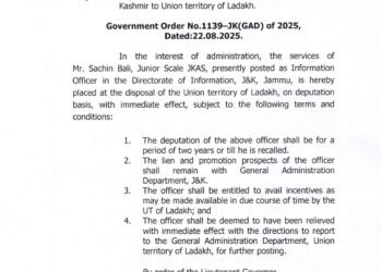JKAS Officer Deputed to Ladakh