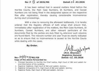 J&K High Court Issues Directions for Proper Numbering of Case Documents