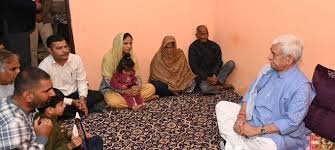 LG Manoj Sinha Visits Family of SSF Jawan Killed in Jammu Road Accident
