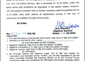 J&K High Court Extends Manual Acceptance of ACB Challans Till July 31, Sets Final Deadline for Online Transition