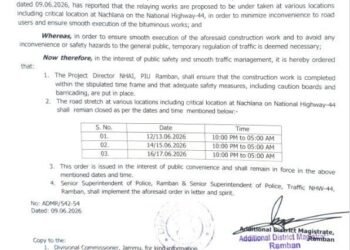 Night Closure of Jammu-Srinagar National Highway Announced for Urgent Repair Works Ahead of Amarnath Yatra