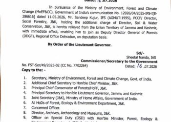 J&K Relieves Two IFS Officers Following New Central Appointments