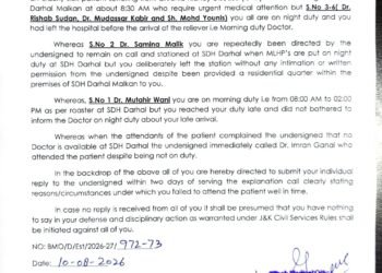 5 DOCTORS FACE EXPLANATIONS OVER PATIENT CARE LAPSE AT DARHAL SDH