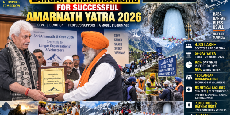 LG SINHA FELICITATES LANGAR ORGANISATIONS FOR SUCCESSFUL AMARNATH YATRA 2026