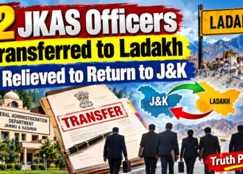 12 JKAS Officers Transferred to Ladakh, 4 Relieved to Return to J&K