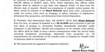 Centre Declares IAS Officer Mohammad Aijaz ‘Stand Relieved’ From J&K