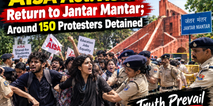 AISA Activists Return to Jantar Mantar; Around 150 Protesters Detained