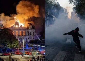 FRANCE PROTESTS TURN VIOLENT: 855 ARRESTED, SHOPS LOOTED, PUBLIC BUILDINGS SET ABLAZE